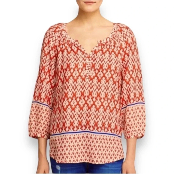 BEACHLUNCHLOUNGE “Sonya” Ikat Print Tunic Top Blouse Size Small - Picture 1 of 6